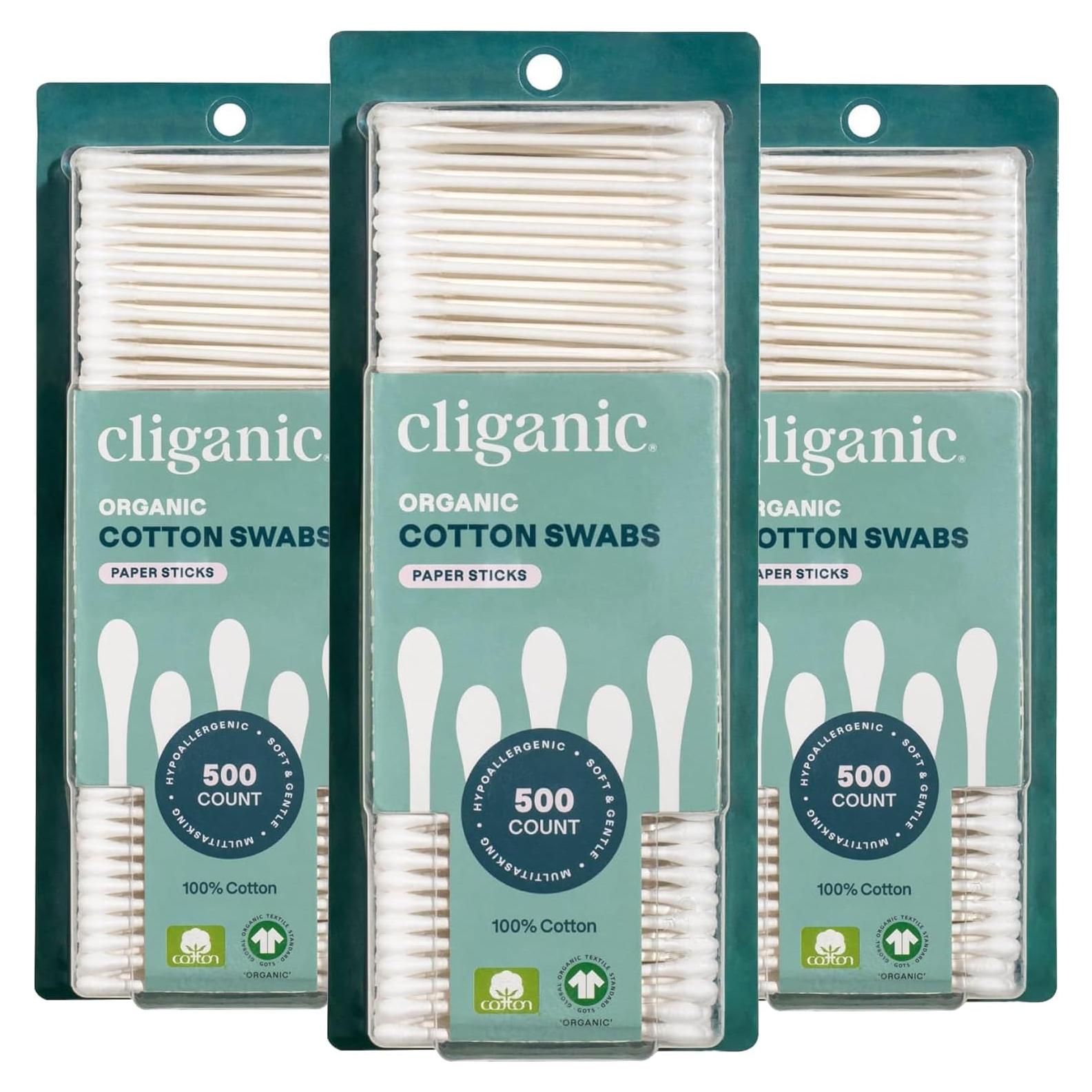 Hisopos de Algodón Orgánico Cliganic 1500 Unidades Hipoalergénicos