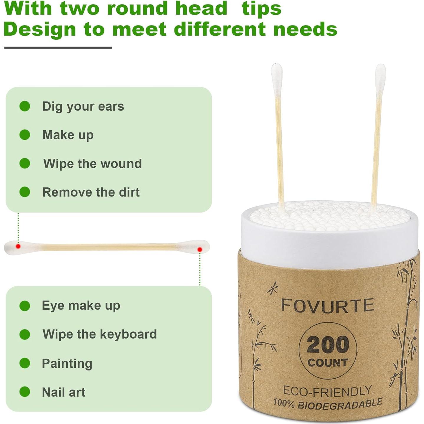 Bastones de Algodón de Bambú FOVURTE 400 Unidades Orgánicos