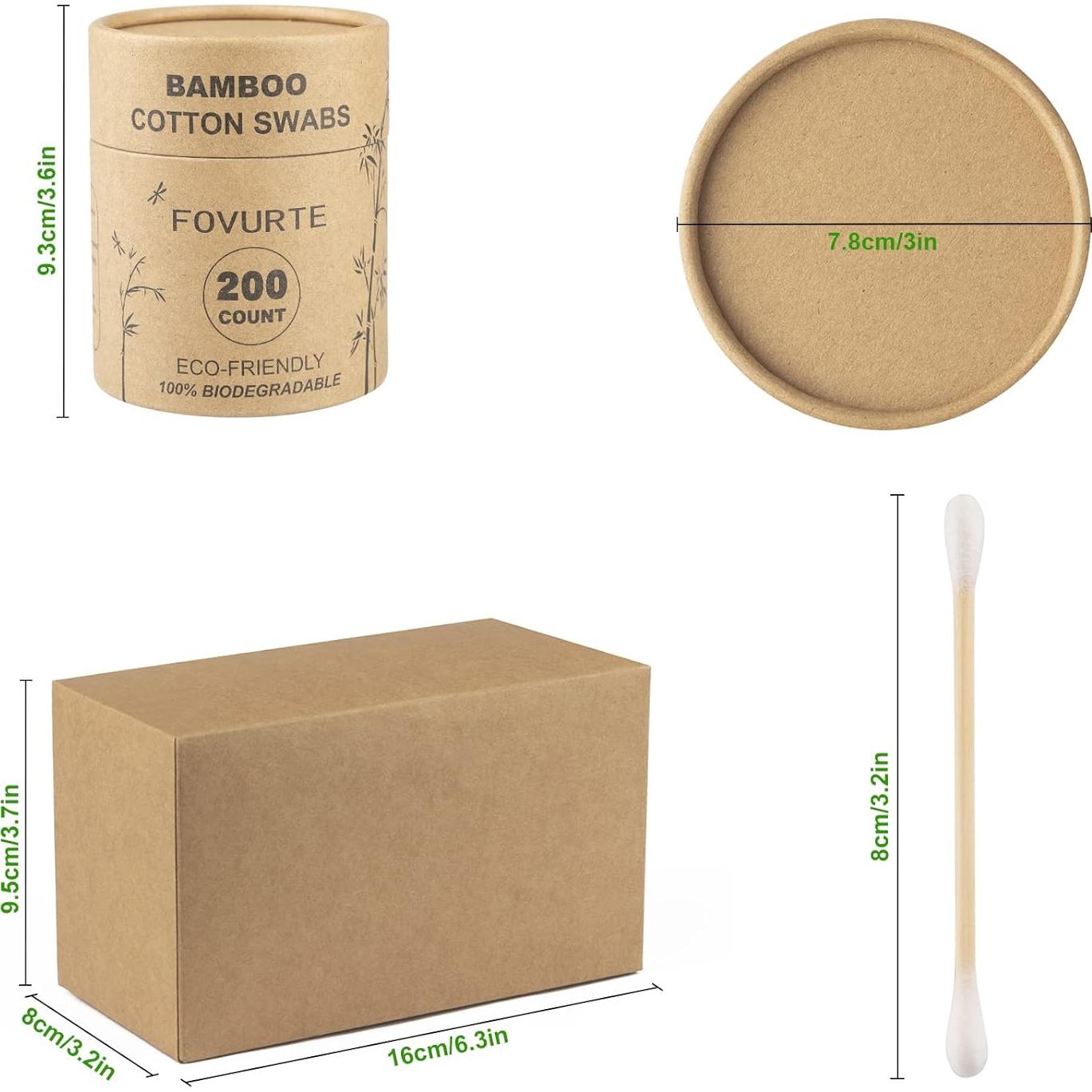 Bastones de Algodón de Bambú FOVURTE 400 Unidades Orgánicos