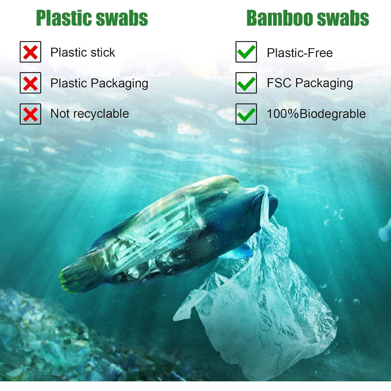 Bastones de Algodón de Bambú FOVURTE 400 Unidades Orgánicos