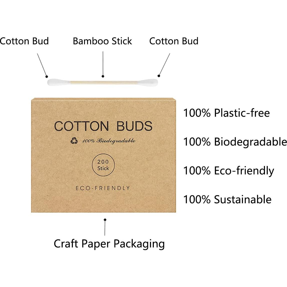 Hisopos de Algodón Ecológicos Kiemeu 400 Unidades