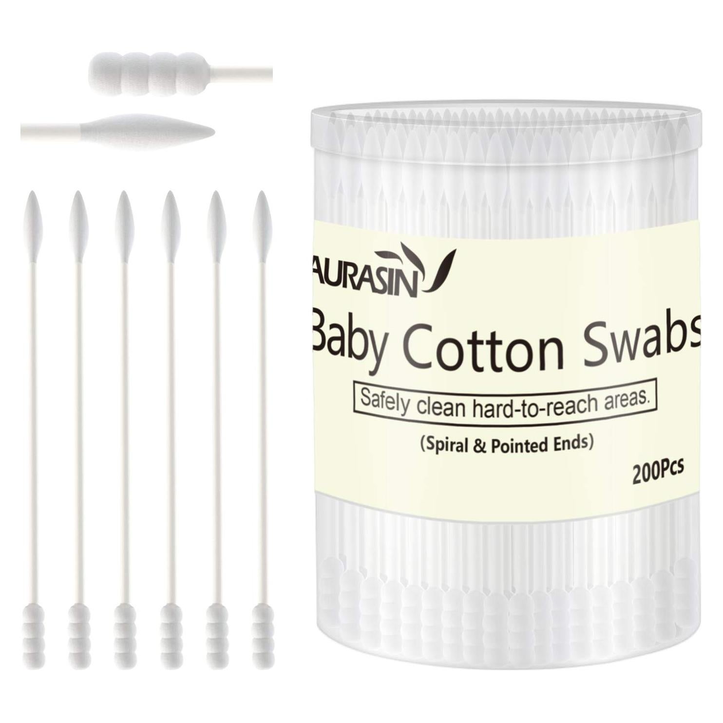 Hisopos de Algodón para Bebés AURASIN 200 Pcs Ultra Suaves