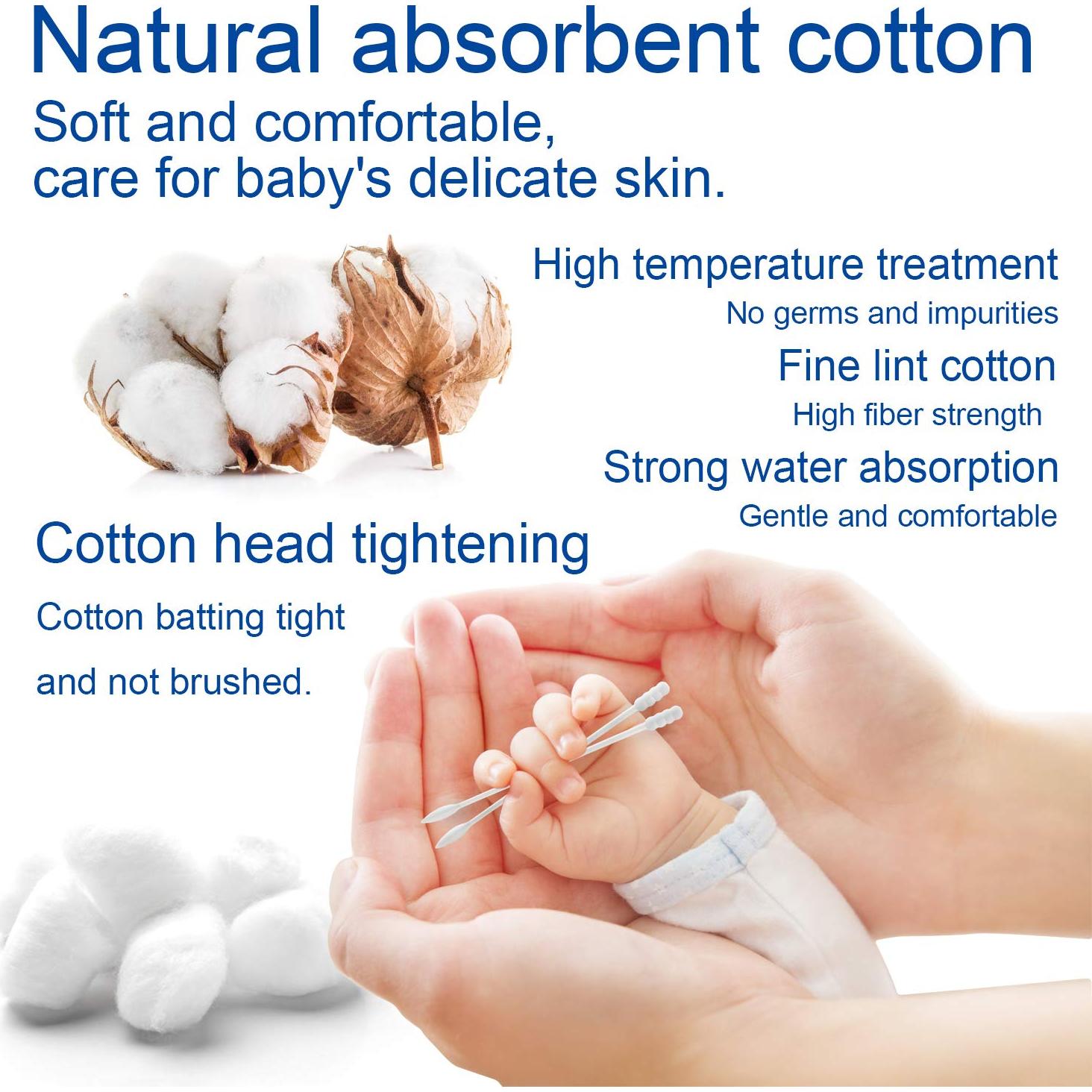 Hisopos de Algodón para Bebés AURASIN 200 Pcs Ultra Suaves