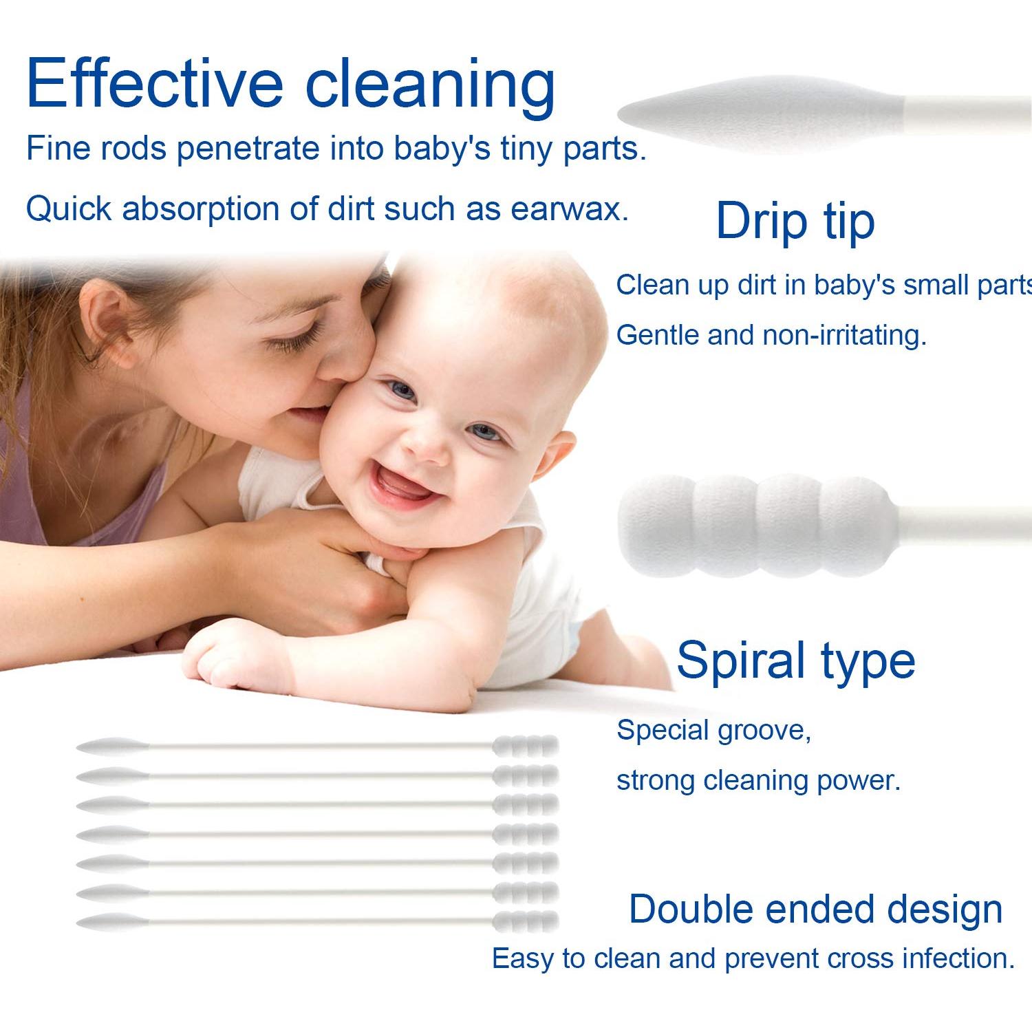 Hisopos de Algodón para Bebés AURASIN 200 Pcs Ultra Suaves