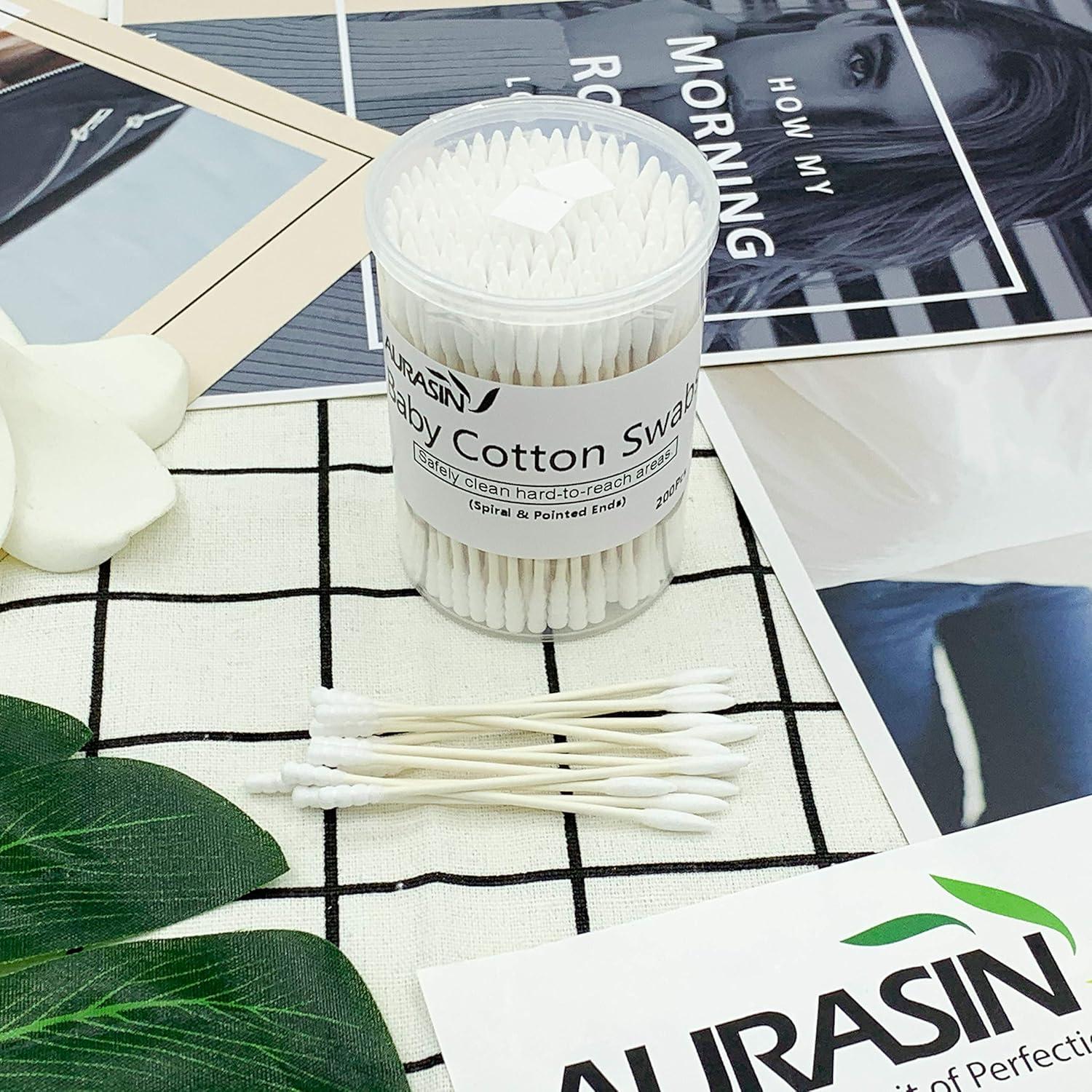 Hisopos de Algodón para Bebés AURASIN 200 Pcs Ultra Suaves