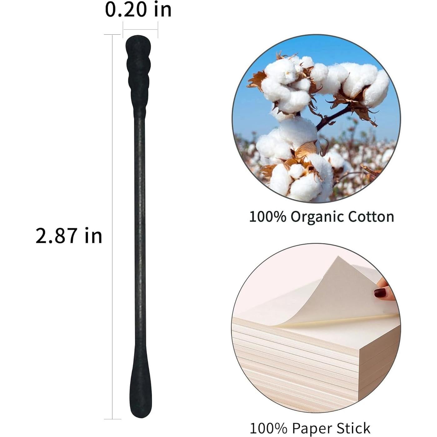 Hisopos de Algodón Orgánico HOMEFOX - 600 Cuentos Negros