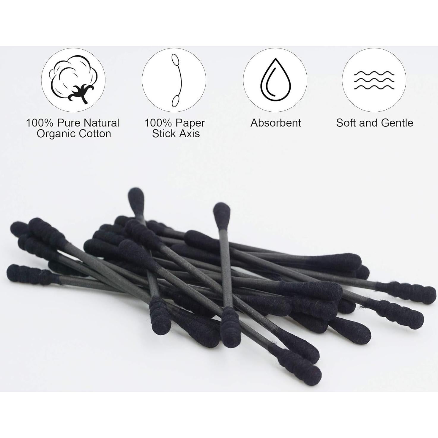 Hisopos de Algodón Orgánico HOMEFOX - 600 Cuentos Negros