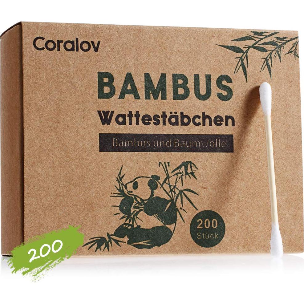 Hisopos de Algodón de Bambú Coralov 1000PCS Biodegradables