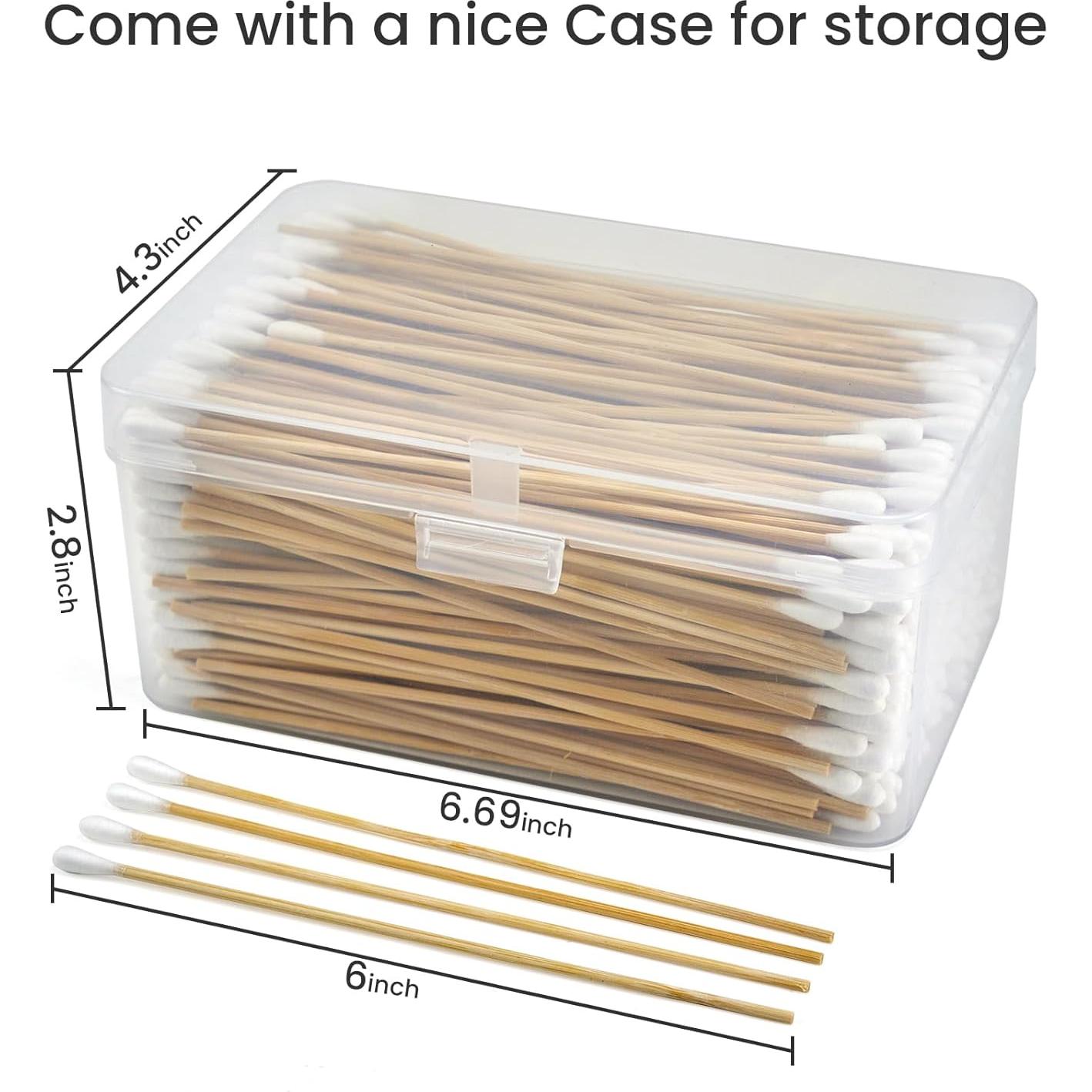 500 Bastones de Algodón ElELing 15.24 cm en Caja Almacenamiento