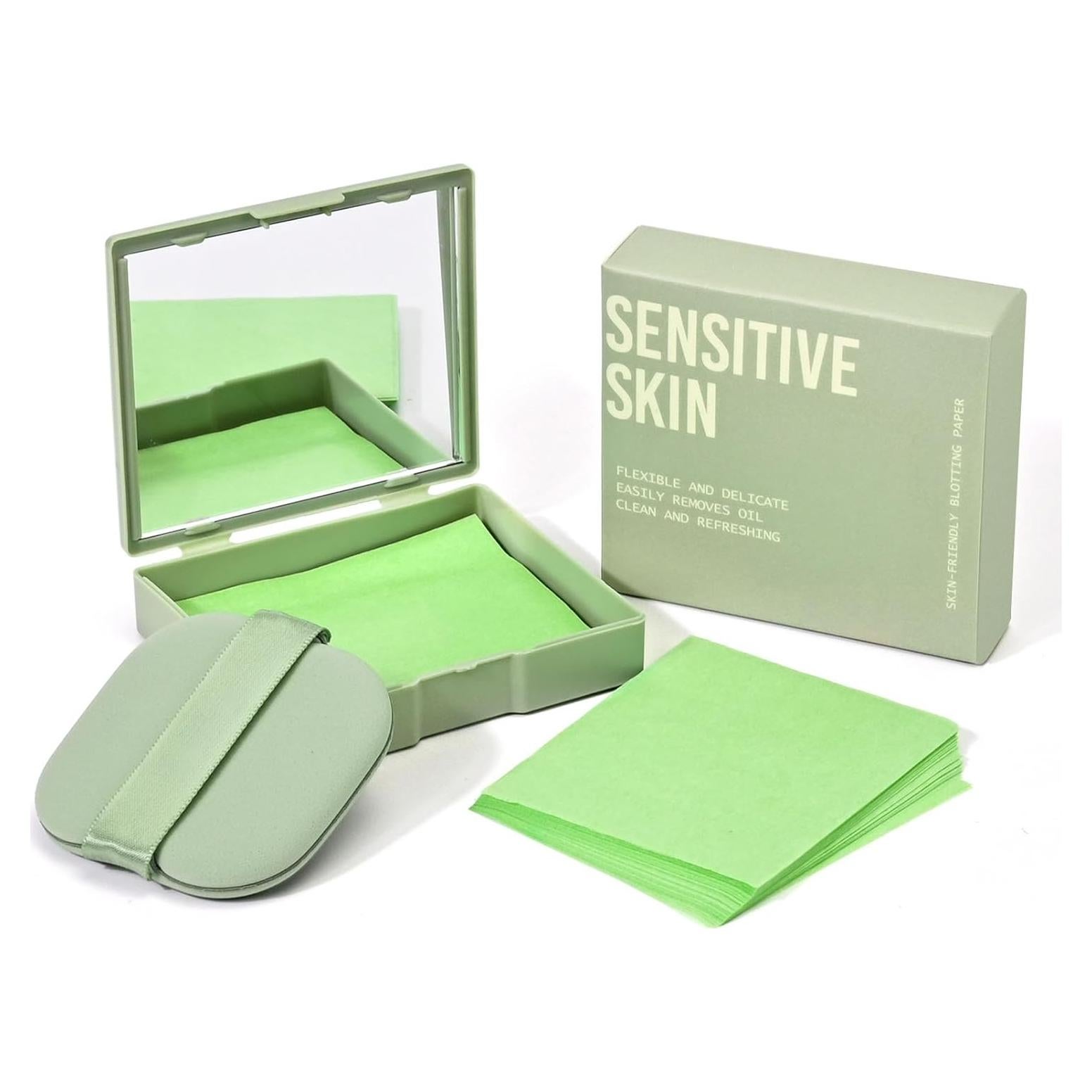 Papel Absorbente de Aceite KYDA 200 Hojas con Puff y Espejo