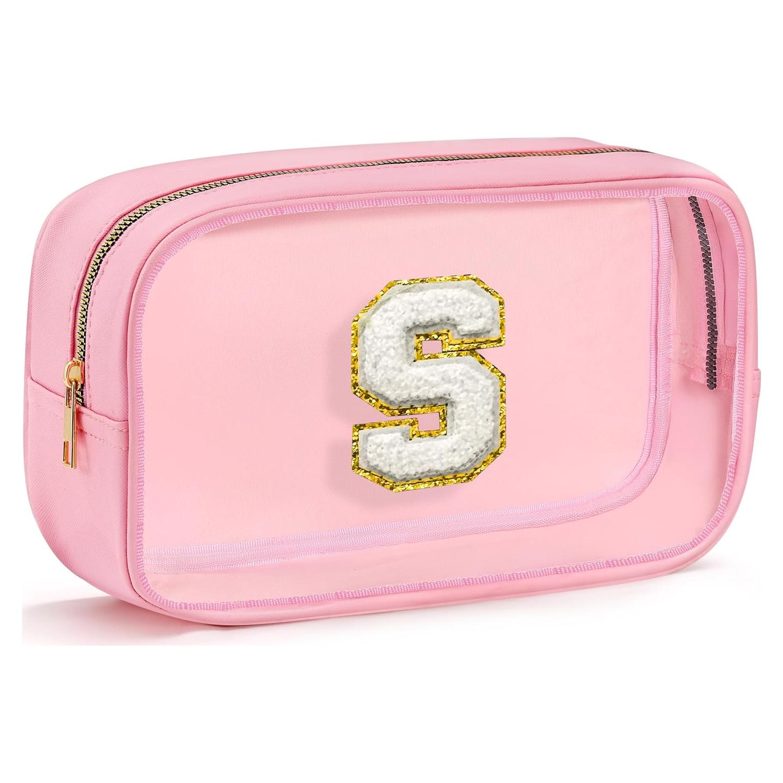 Bolsa de Maquillaje Transparente Impermeable Rosa S - 26.9x7.9x17cm