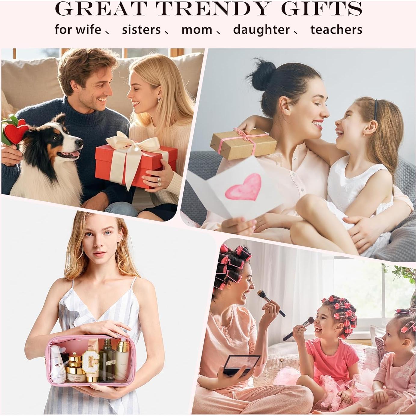 Bolsa de Maquillaje Transparente Impermeable Rosa S - 26.9x7.9x17cm