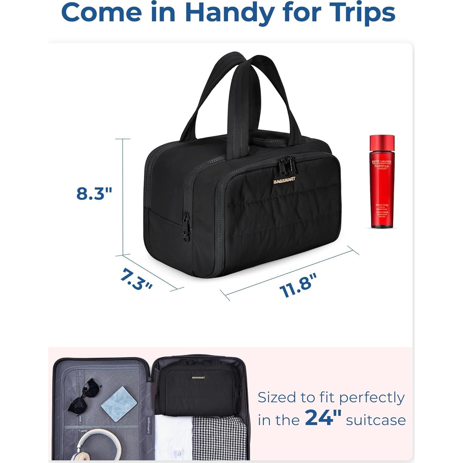 Bolsa de Aseo de Viaje BAGSMART Negra 30x18.5x22 cm