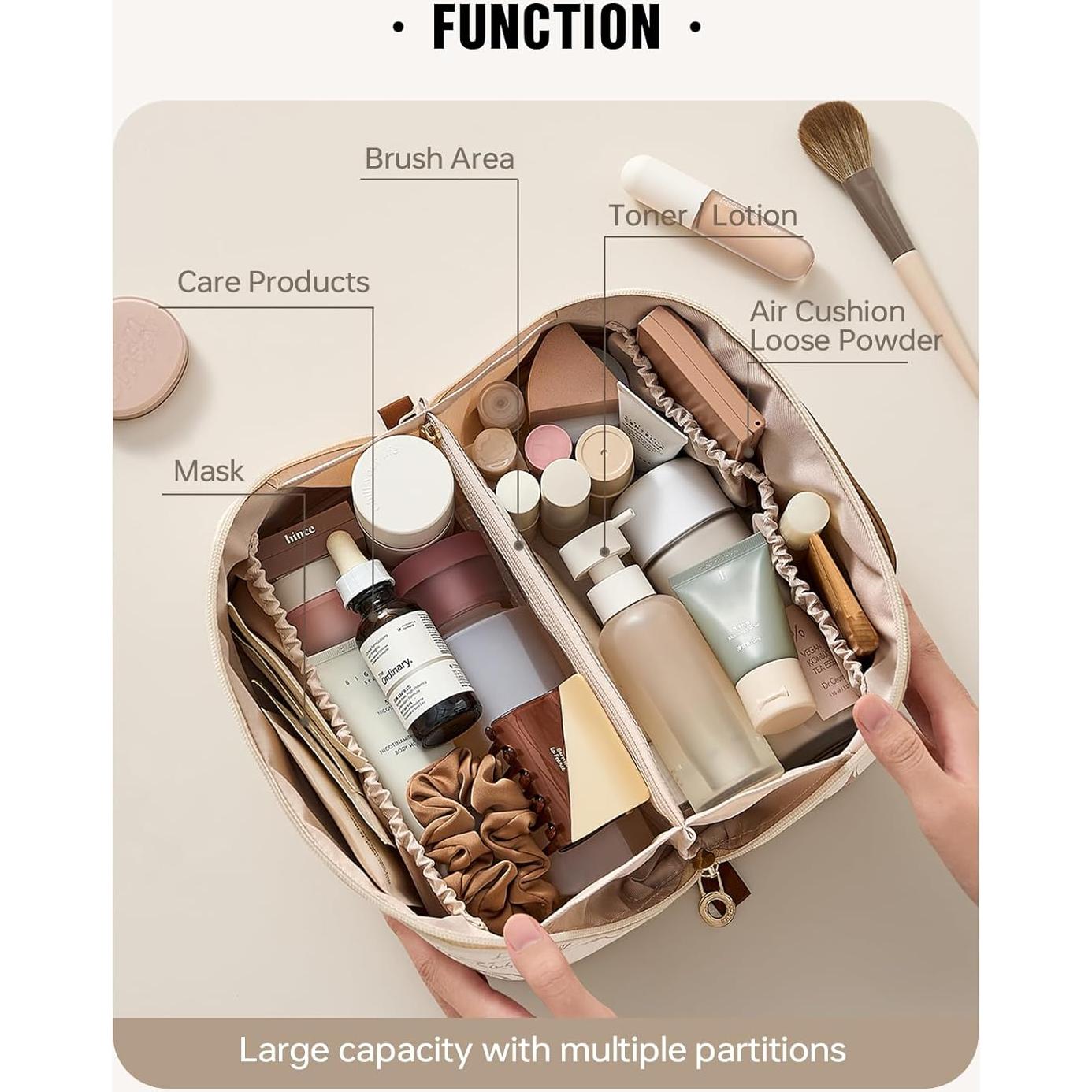 Bolsa de Maquillaje EACHY Beige Mediana Impermeable 23.6x10.4x10.9cm