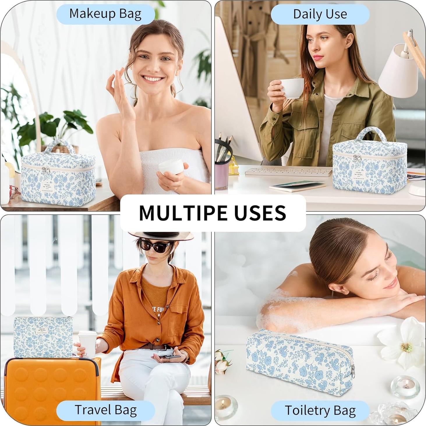 Bolsa de Maquillaje Floral Senbowe - 3 Piezas Acolchadas