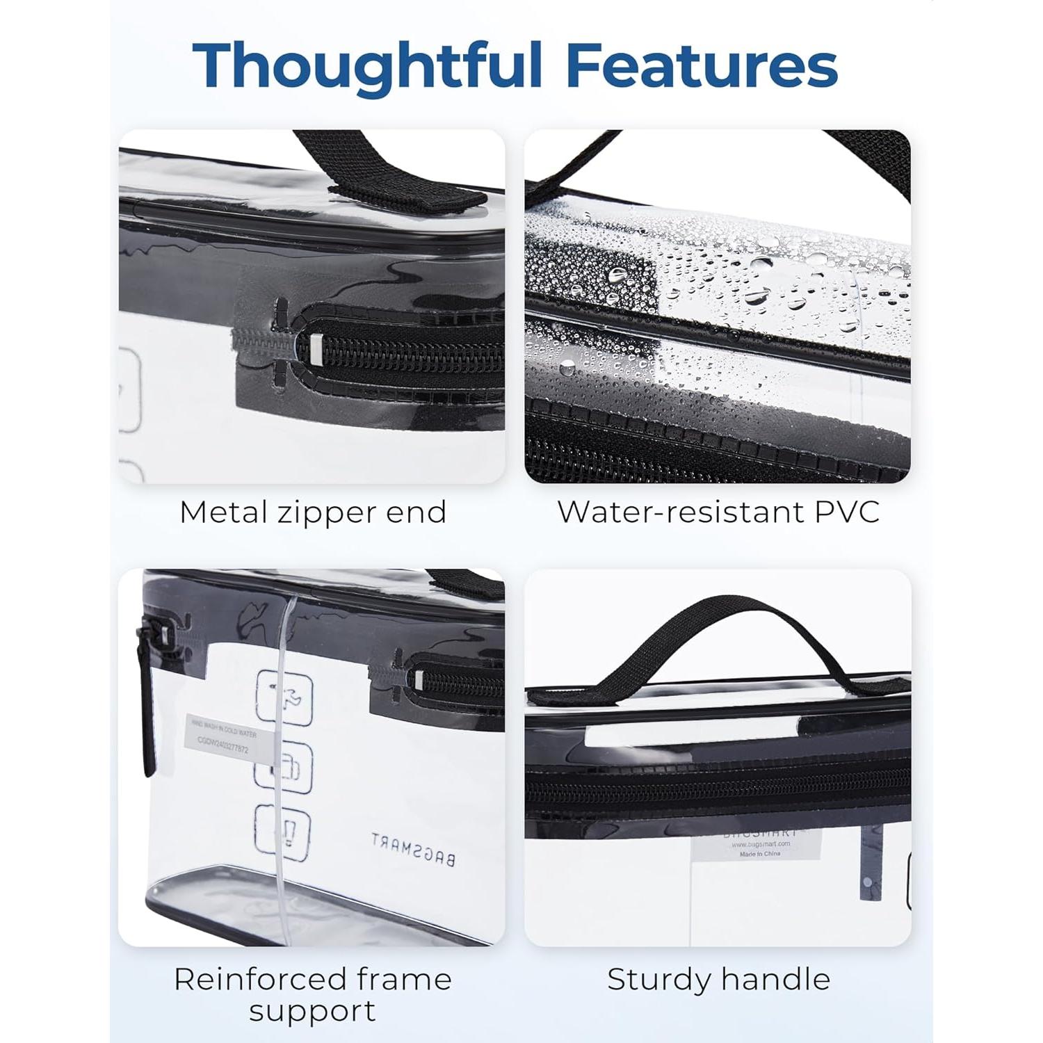 Bolsa de Aseo de Viaje BAGSMART 2 Piezas Transparente TSA