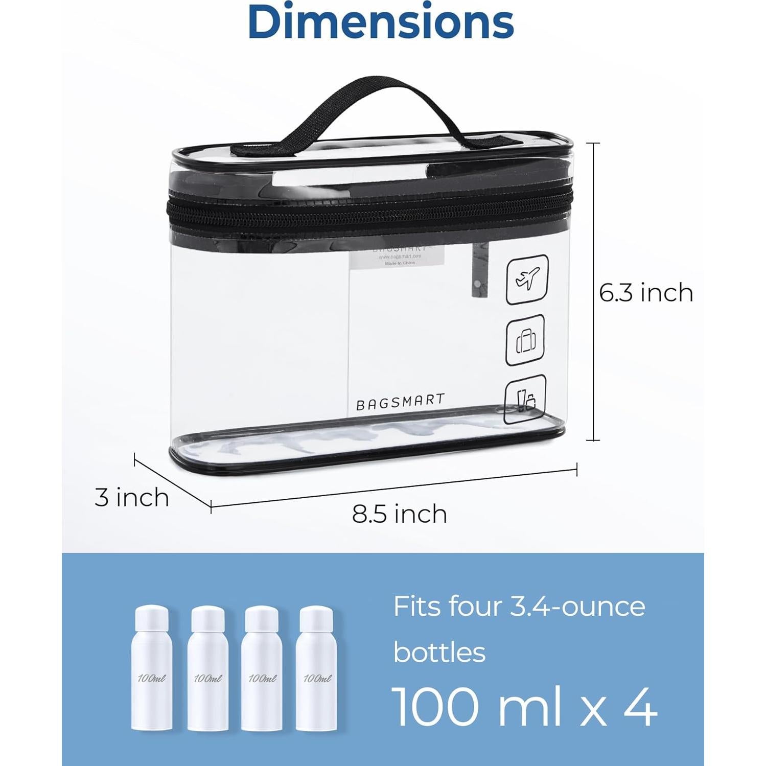 Bolsa de Aseo de Viaje BAGSMART 2 Piezas Transparente TSA