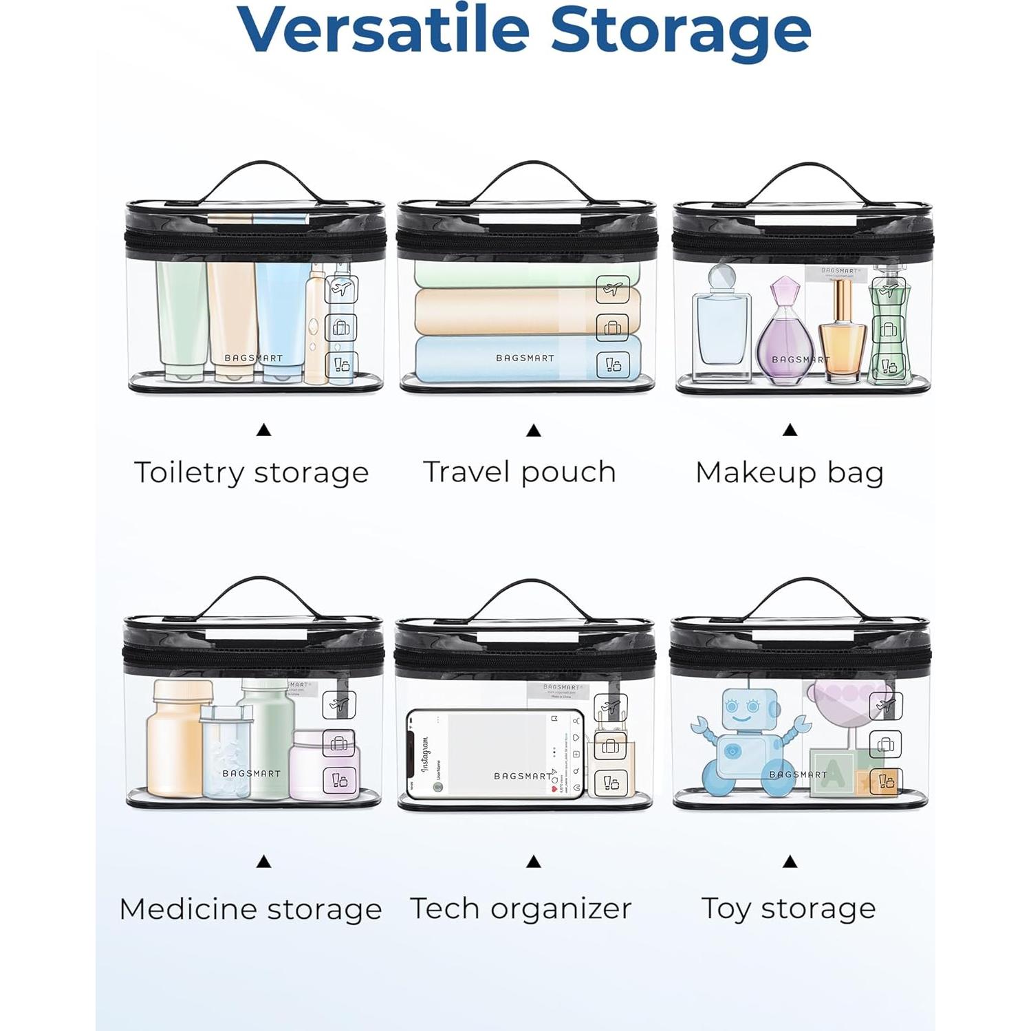 Bolsa de Aseo de Viaje BAGSMART 2 Piezas Transparente TSA