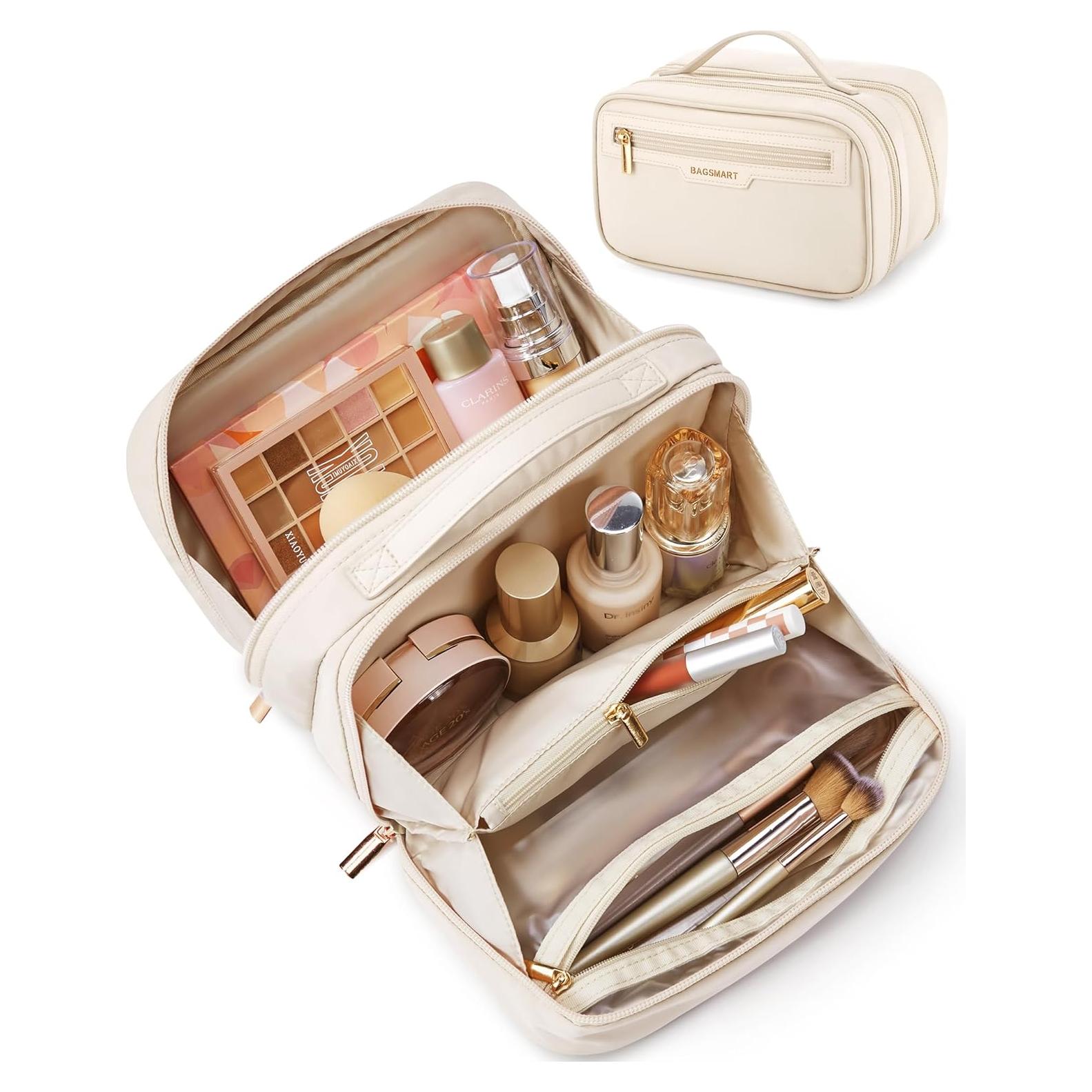 Bolsa de Maquillaje de Viaje BAGSMART Beige 23.9x15x4.1cm