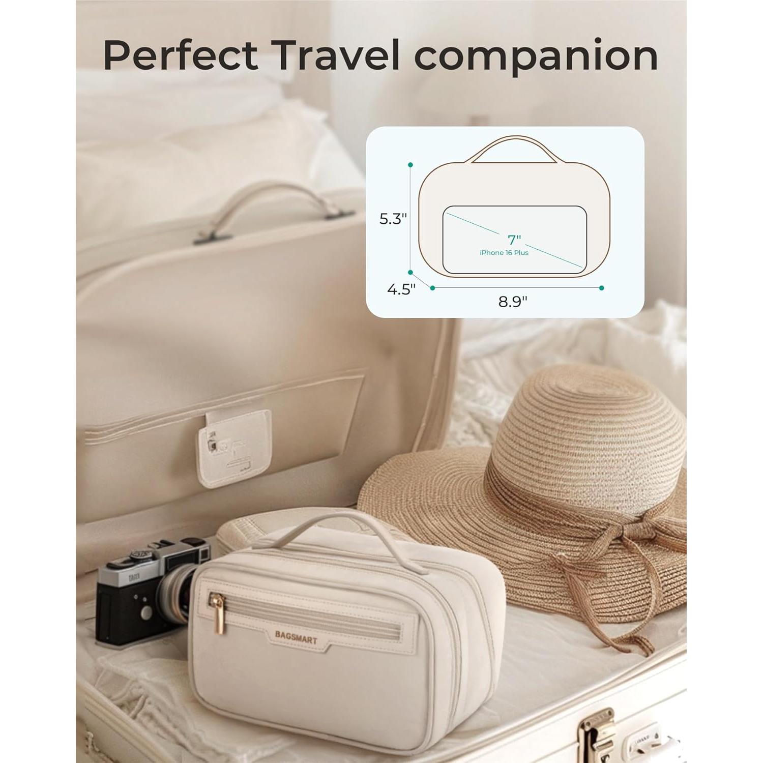 Bolsa de Maquillaje de Viaje BAGSMART Beige 23.9x15x4.1cm