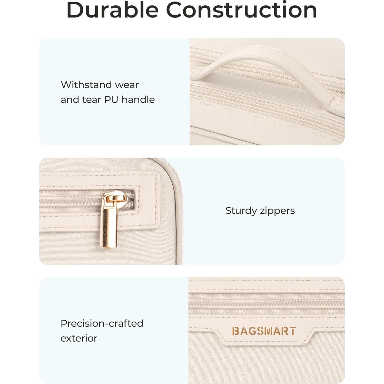 Bolsa de Maquillaje de Viaje BAGSMART Beige 23.9x15x4.1cm