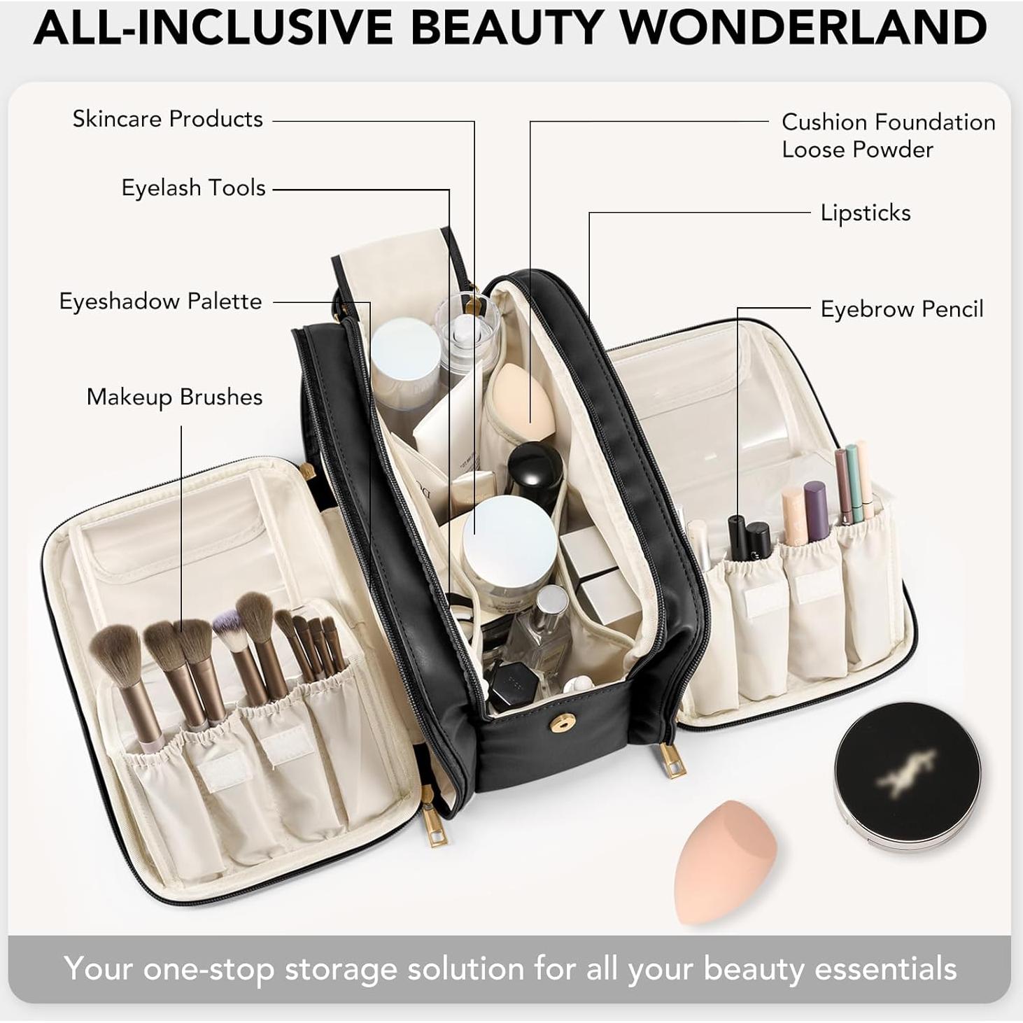 Bolsa de Maquillaje de Viaje HauteHues Negra 26.9x17.8x16.8cm