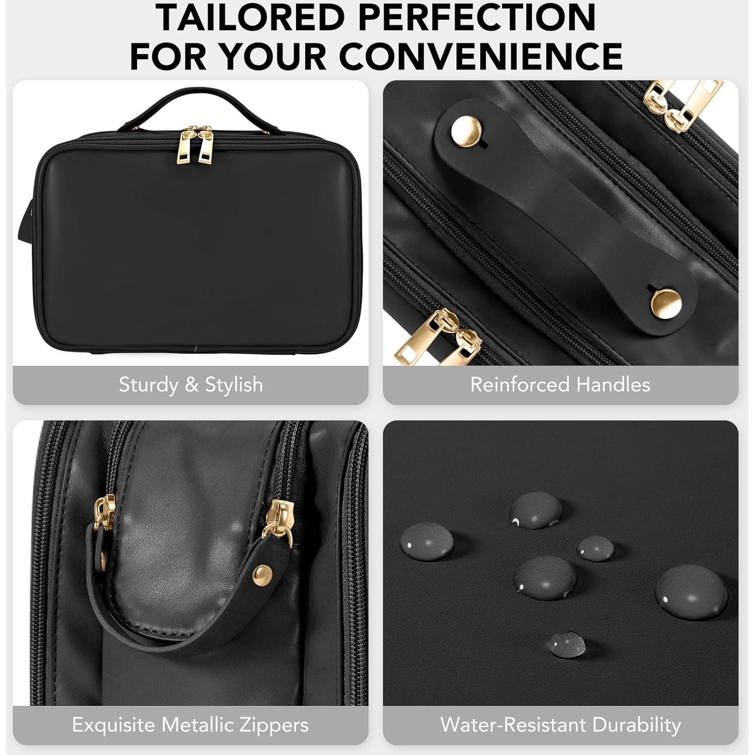 Bolsa de Maquillaje de Viaje HauteHues Negra 26.9x17.8x16.8cm