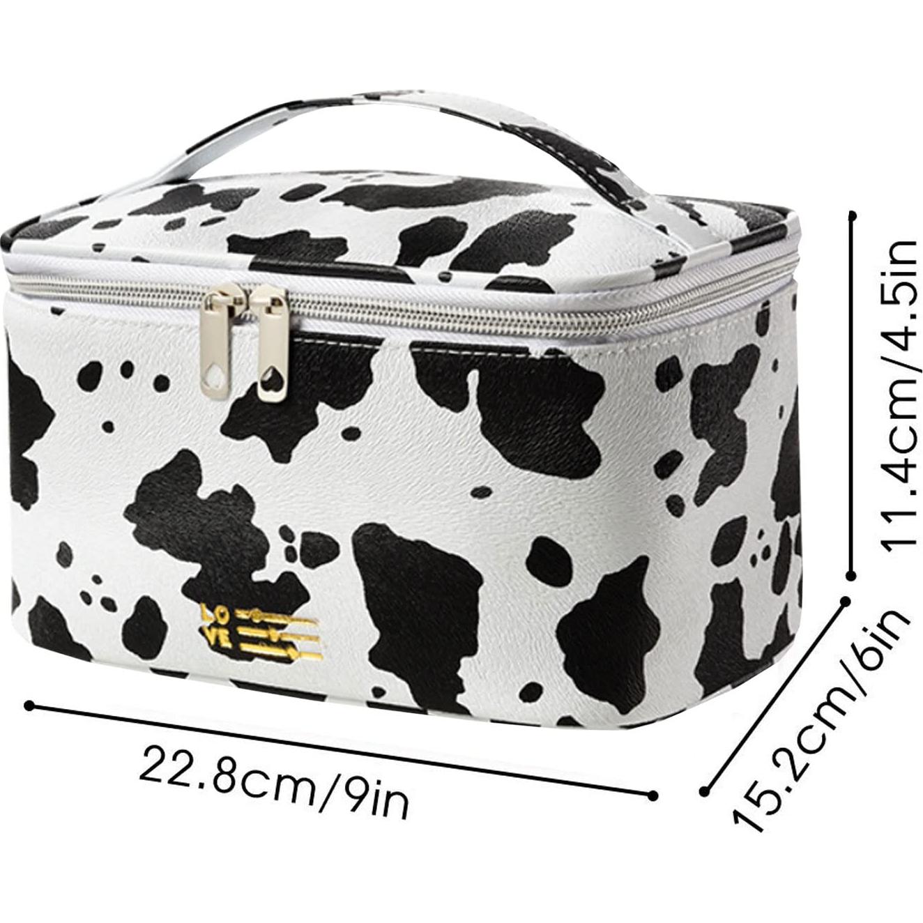 Bolsa de Maquillaje Portátil KITENROM Impresión de Vaca 22.8x15.2cm