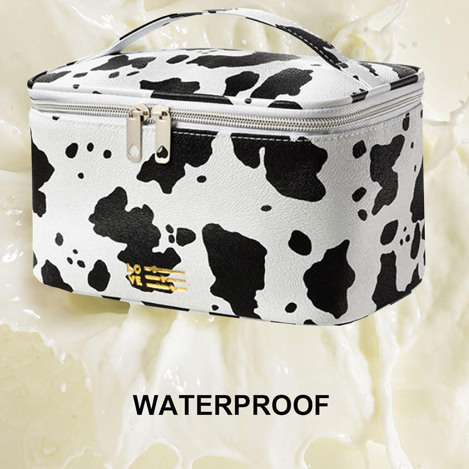 Bolsa de Maquillaje Portátil KITENROM Impresión de Vaca 22.8x15.2cm