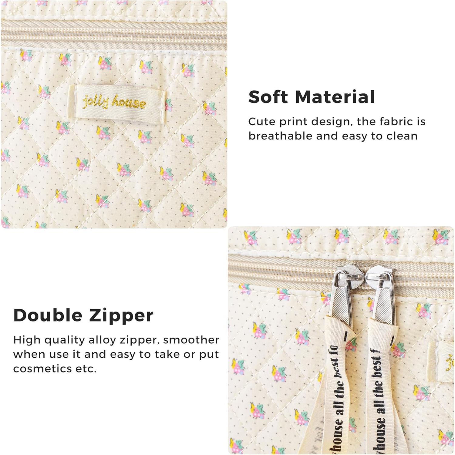 Bolsa de Maquillaje Acolchada HBselect 3PCS Floral Grande