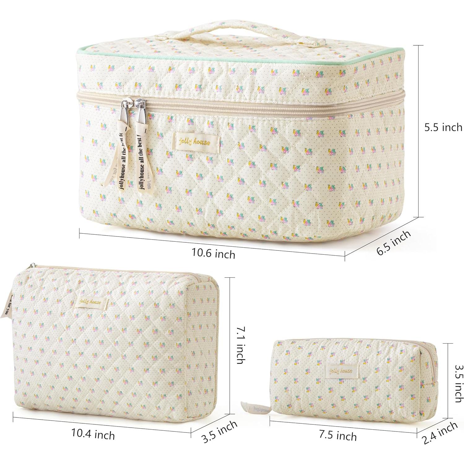 Bolsa de Maquillaje Acolchada HBselect 3PCS Floral Grande