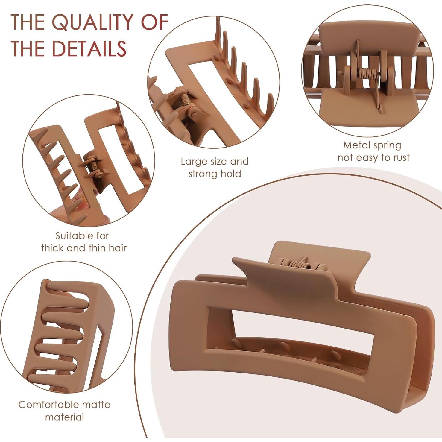 Clips de Pelo de Garra Mandydov 10.4 cm Antideslizantes 8 Pcs