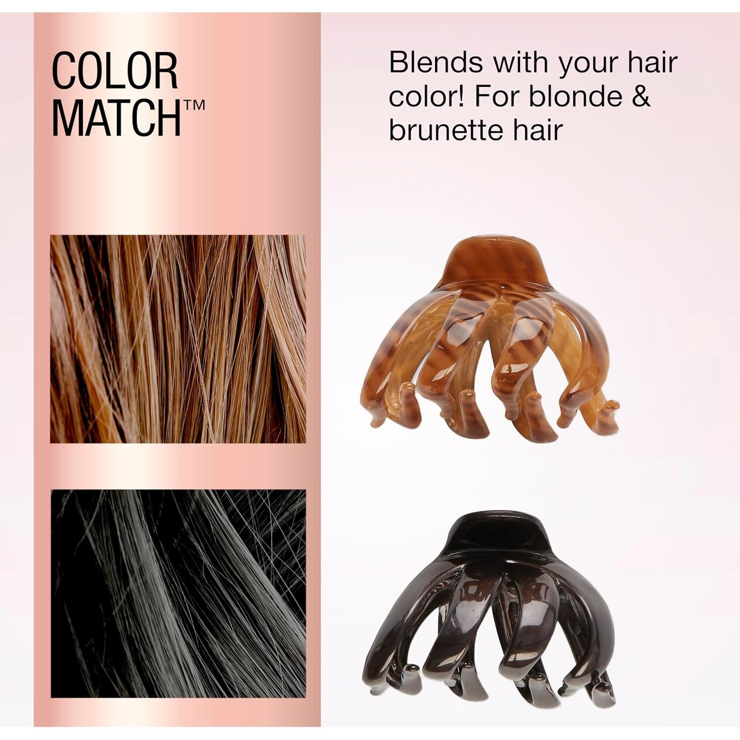 Pinzas para Cabello Scunci No-Slip Grip - 2 Unidades - Negro y Tortuga