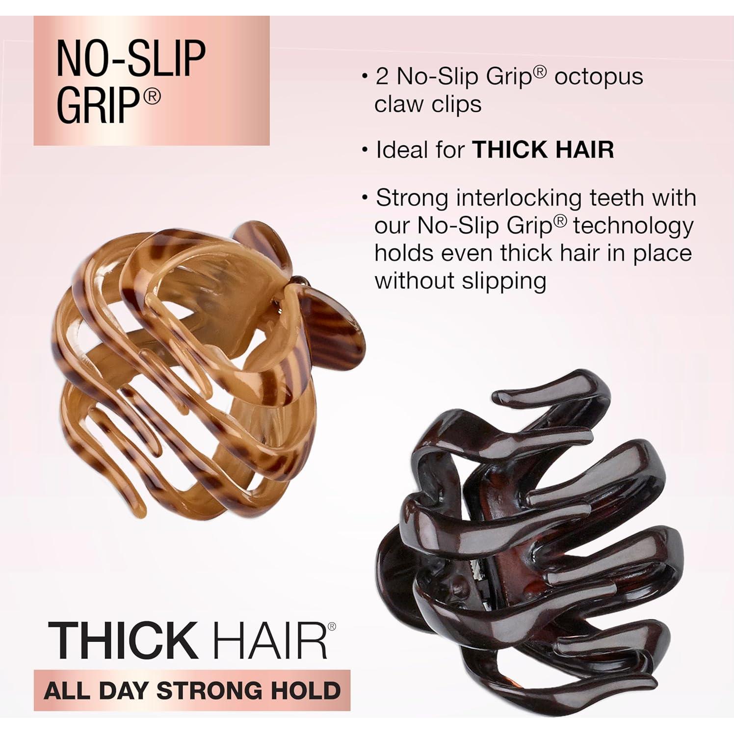 Pinzas para Cabello Scunci No-Slip Grip - 2 Unidades - Negro y Tortuga