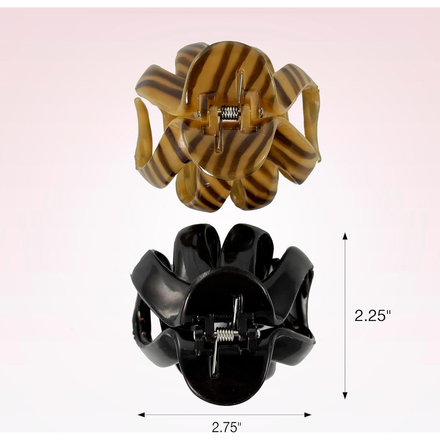 Pinzas para Cabello Scunci No-Slip Grip - 2 Unidades - Negro y Tortuga