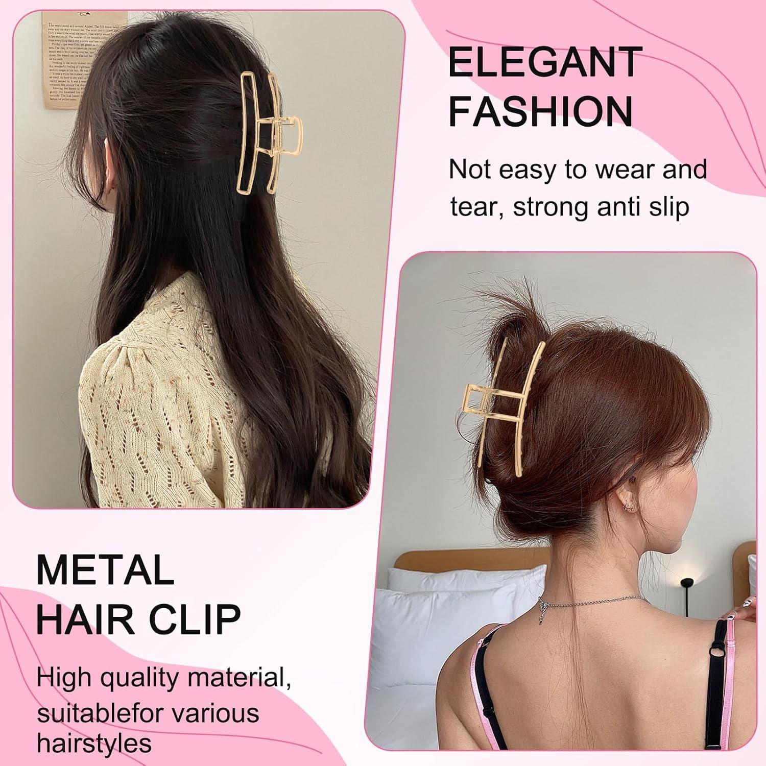 LUKACY 6 Clips de Pelo de Metal Dorados - 10 cm, Fuerte Sujeción