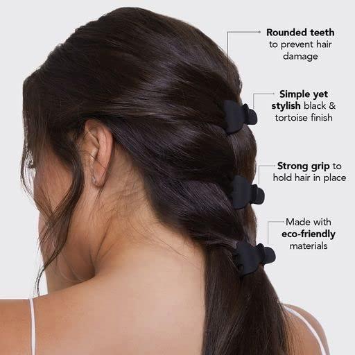 Clips de Garra Kitsch de Plástico Reciclado Tortuga y Negro 6 pcs