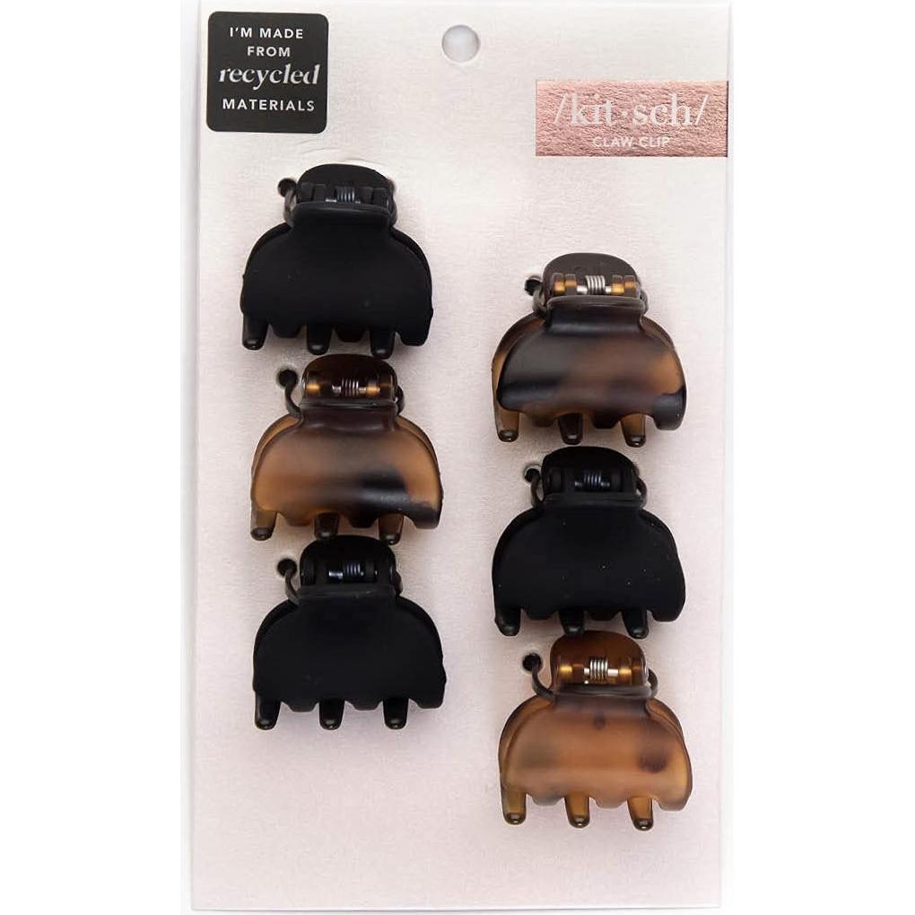 Clips de Garra Kitsch de Plástico Reciclado Tortuga y Negro 6 pcs