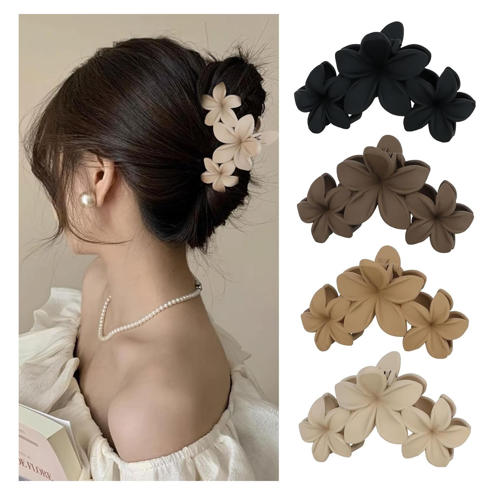 Clips para el Cabello ANBALA 4 Piezas Flor Hawaiana Antideslizantes