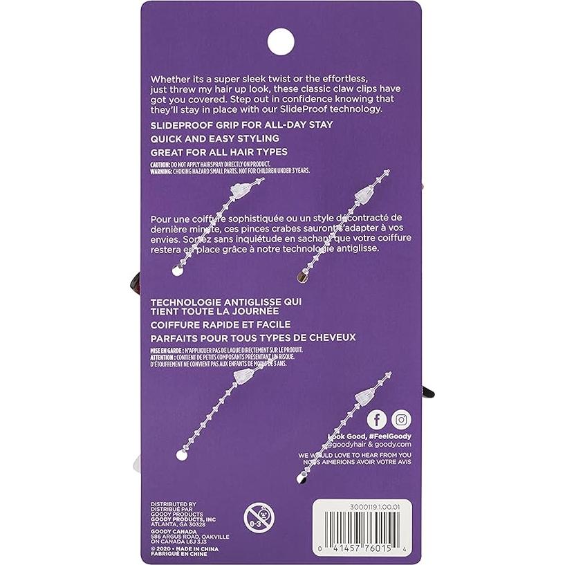 Clips de Garra Medianos Goody SlideProof - 4 Unidades Neutros