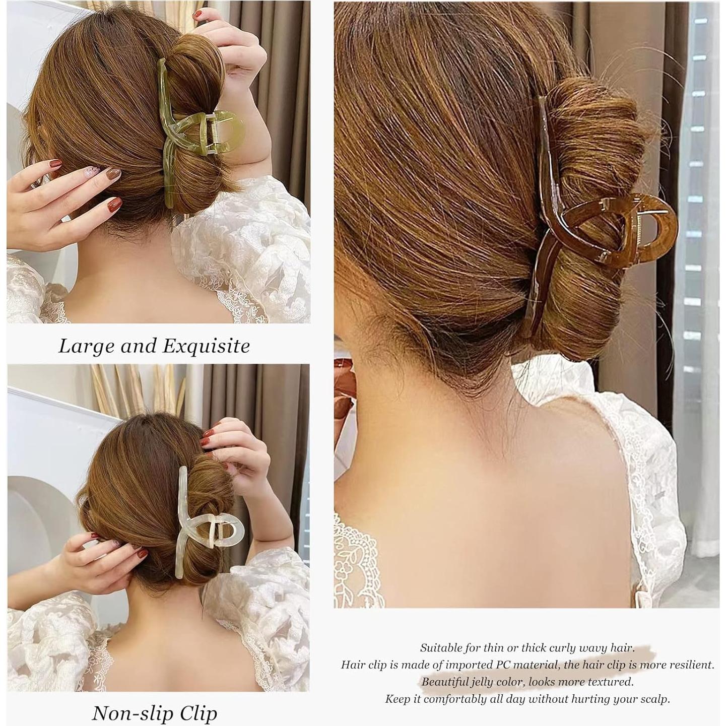 Pinzas de Pelo Grande FAELBATY - 4 Colores, 13x5.5 cm