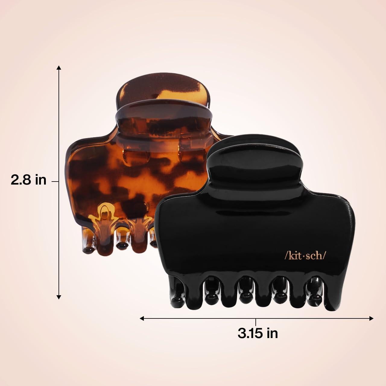 Set de 2 Clips de Garra Medianos Kitsch - Negro y Tortuga