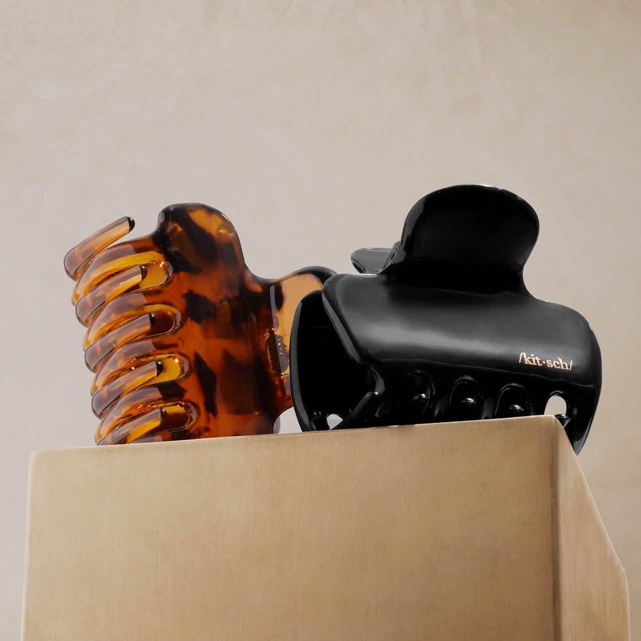 Set de 2 Clips de Garra Medianos Kitsch - Negro y Tortuga