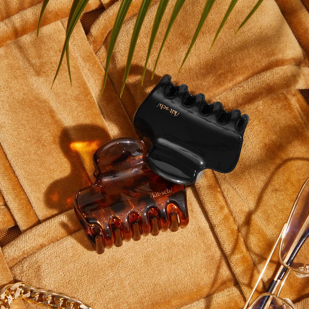 Set de 2 Clips de Garra Medianos Kitsch - Negro y Tortuga