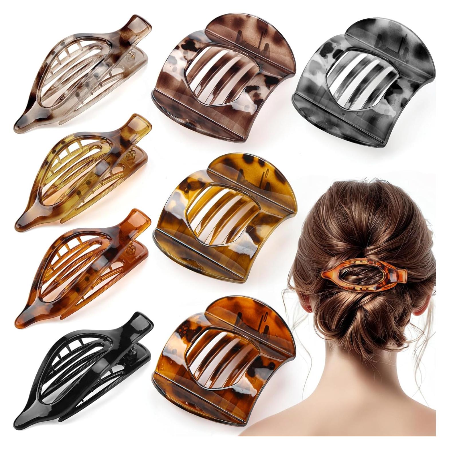 8 Clips de Cabello Planos ProSuites - Gran Sujeción, Estilo Carey