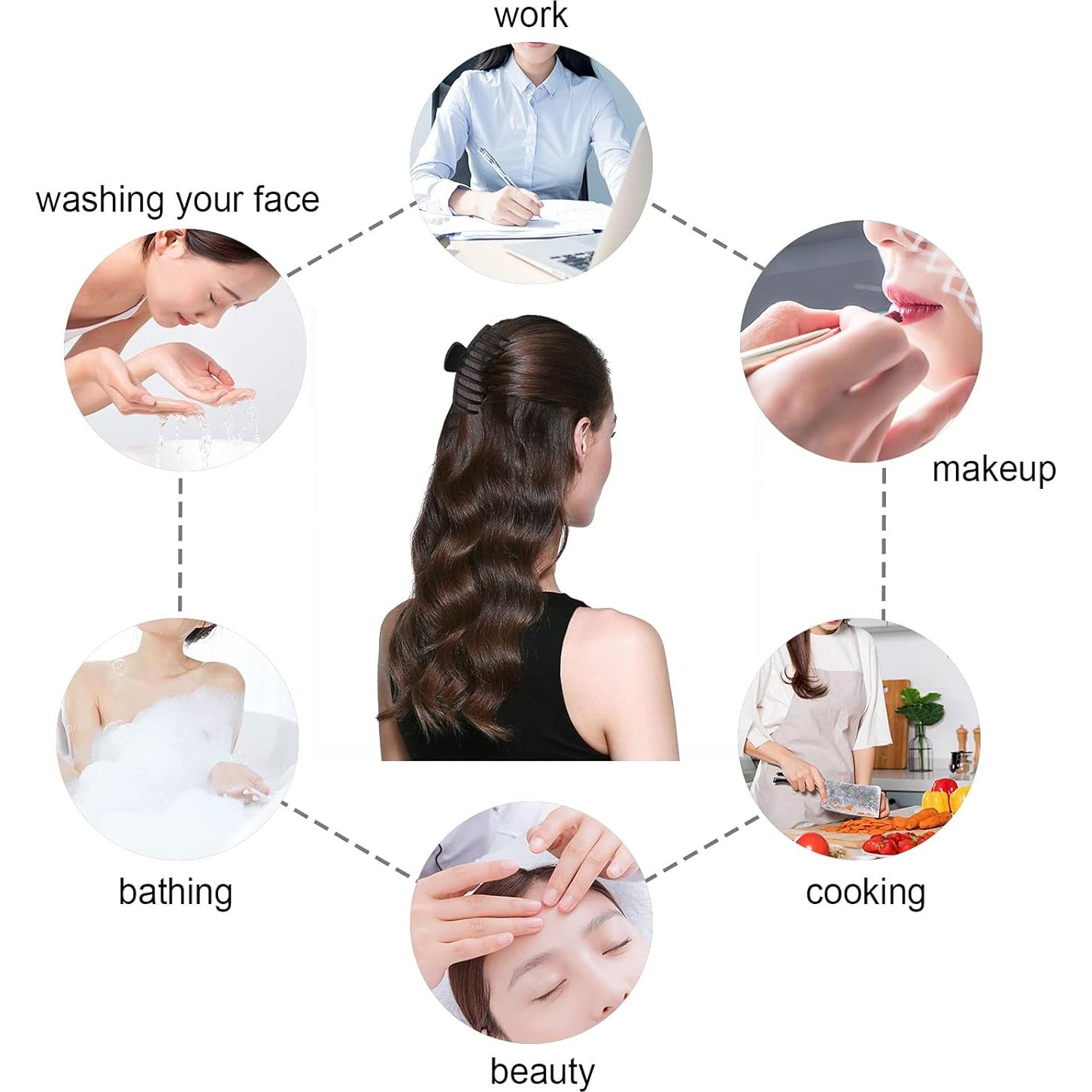 Paquete de 2 Clips de Pelo Grande Antideslizante JHHSYU Negro