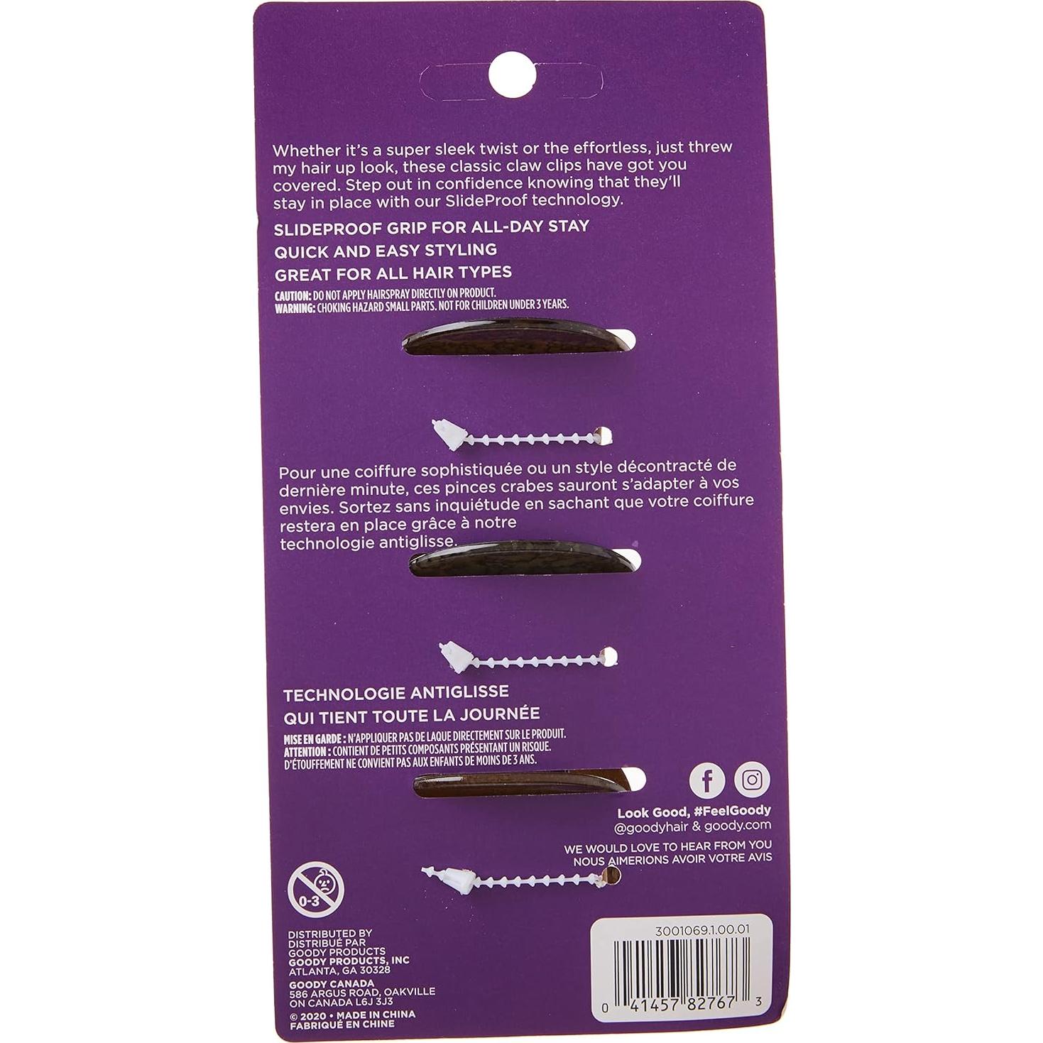 Clips de Garra Grandes Goody - 3 Unidades para Cabello Grueso