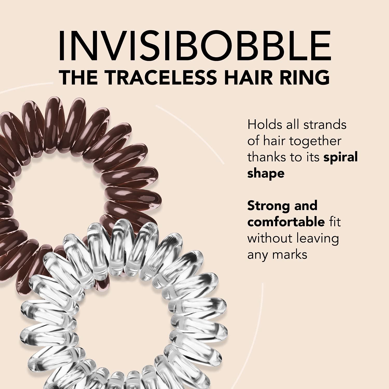 invisibobble Original - Paquete de 8 Ligas para Cabello Sin Marcas - Cristal Claro y Marrón Pretzel