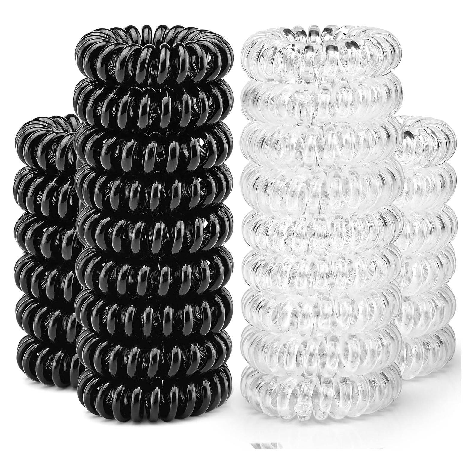 Gomas de Pelo Espirales TailaiMei 30 Pcs Negro y Transparente