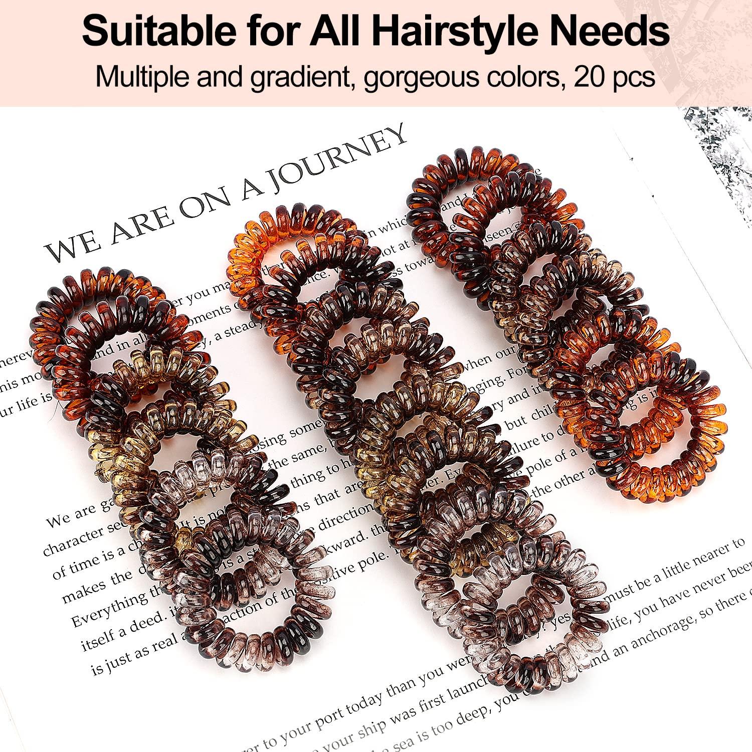 Laços de Cabelo Espirais JessLab - 20 Peças Âmbar, Sem Danos